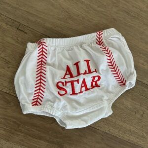 6-12 month Rufflebutts Rugged Butts baseball theme all star diaper cover bloomer